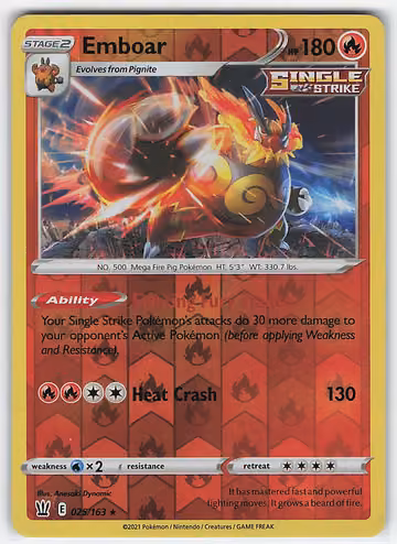 Emboar — Battle Styles · #25 · Englisch, Vorderseite