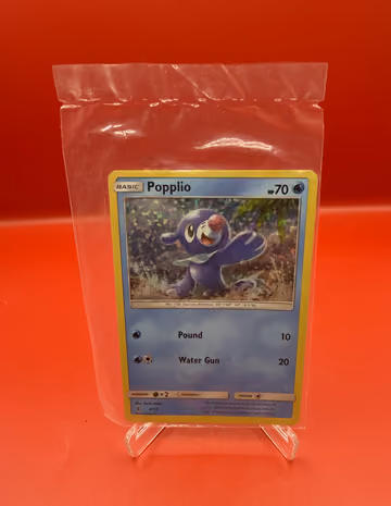 Popplio 4/12 promo card – sealed — Sealed product · Promo card 4/12 (©2016) · Englisch, Vorderseite