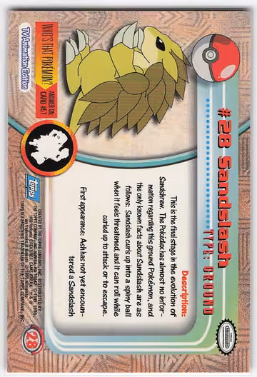 Sandslash, Rückseite
