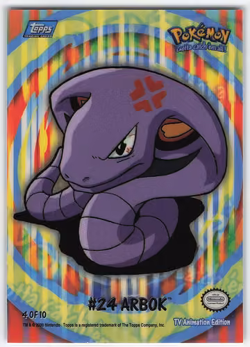 Arbok — Pokemon 1999 Topps TV · #24 · Englisch, Vorderseite