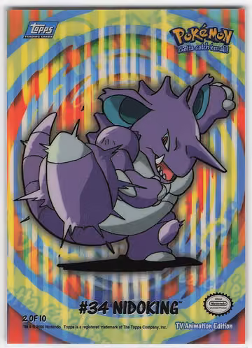 Nidoking — Pokemon 1999 Topps TV · #34 · Englisch, Vorderseite