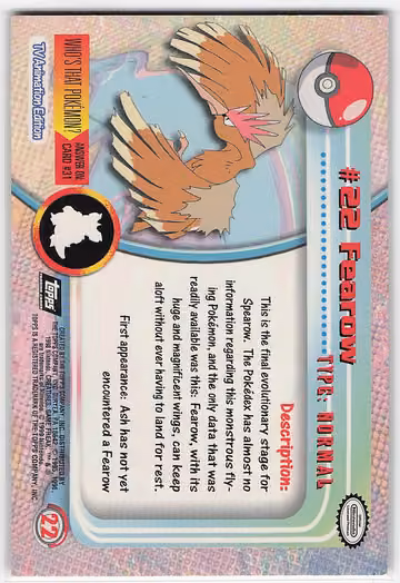 Fearow, Rückseite