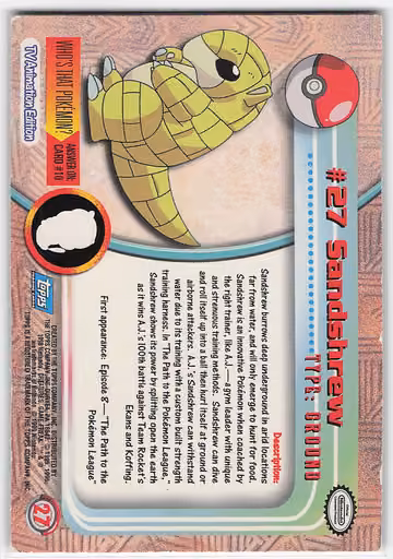 Sandshrew, Rückseite
