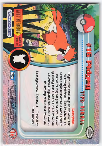 Pidgey, Rückseite