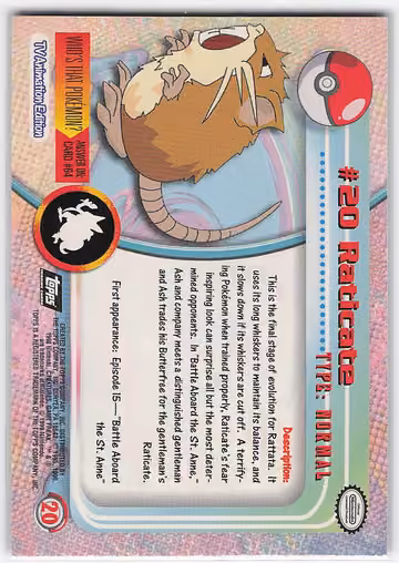 Raticate, Rückseite
