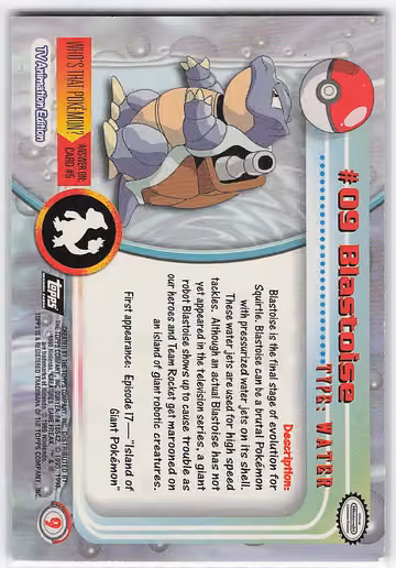Blastoise, Rückseite