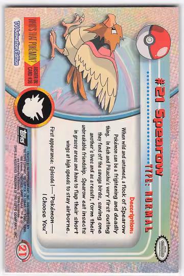 Spearow, Rückseite