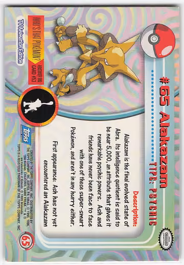 Alakazam, Rückseite