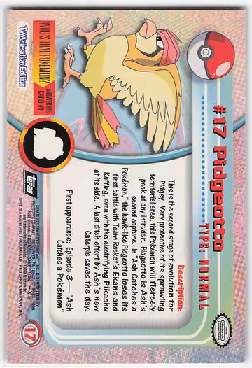 Pidgeotto, Rückseite