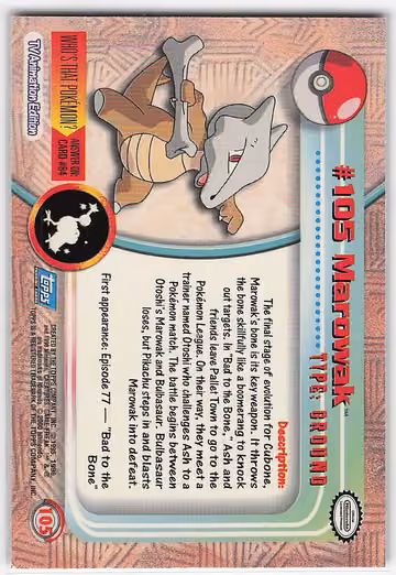 Marowak, Rückseite