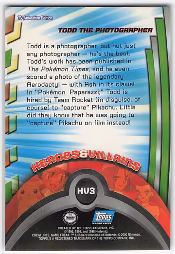 Todd the Photographer, Rückseite