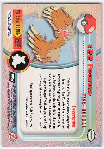 Fearow, Rückseite