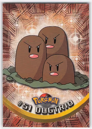 Dugtrio — Pokemon 1999 Topps TV · #51 · Englisch, Vorderseite