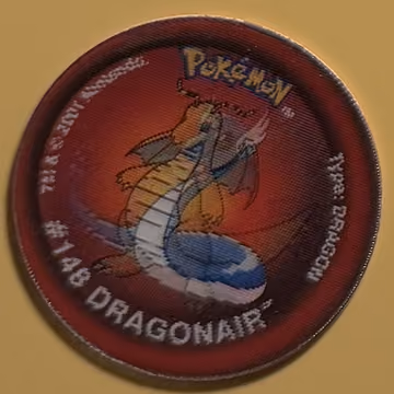 Dratini – Dragonair – Dragonite — Tazo · 3D Tazos · Tazo Nr. 17 · Englisch, Vorderseite