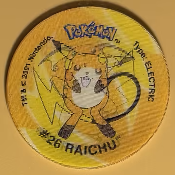 Pikachu – Raichu — Tazo · 3D Tazos · Tazo Nr. 03 · Englisch, Vorderseite
