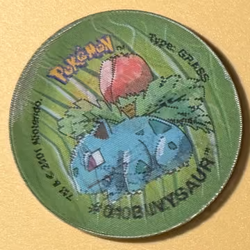 Bulbasaur – Ivysaur – Venusaur — Tazo · 3D Tazos · Tazo Nr. 01 · Englisch, Vorderseite