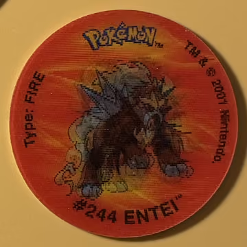 Entei — Tazo · 3D Tazos – World of Johto · Tazo Nr. 25 · Englisch, Vorderseite
