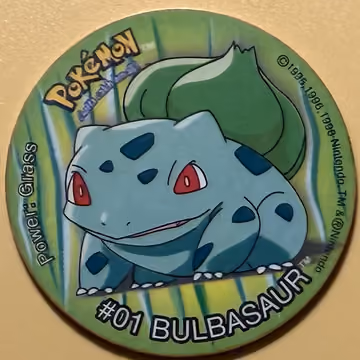 Bulbasaur — Tazo · Tazo · Tazo Nr. 1 · Englisch, Vorderseite