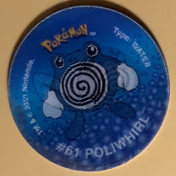 Poliwag – Poliwhirl – Poliwrath — Tazo · 3D Tazos · Tazo Nr. 04 · Englisch, Vorderseite