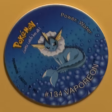 Vaporeon — Tazo · Tazo 3 · Tazo Nr. 129 · Englisch, Vorderseite