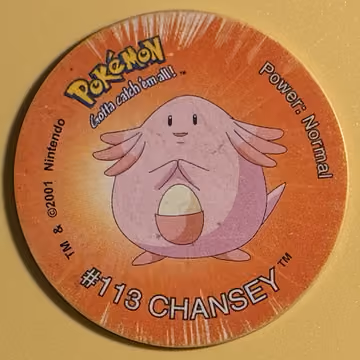 Chansey — Tazo · Tazo 3 · Tazo Nr. 123 · Englisch, Vorderseite