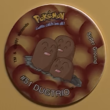 Dugtrio — Tazo · Tazo 3 · Tazo Nr. 107 · Englisch, Vorderseite
