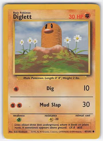 Diglett — Base Set · #47 · Englisch, Vorderseite