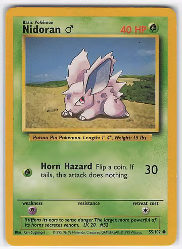 Nidoran ♂ — Base Set · #55 · Englisch, Vorderseite