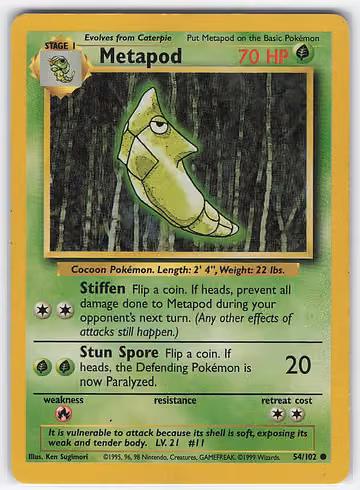 Metapod — Base Set · #54 · Englisch, Vorderseite