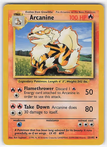 Arcanine — Base Set · #23 · Englisch, Vorderseite