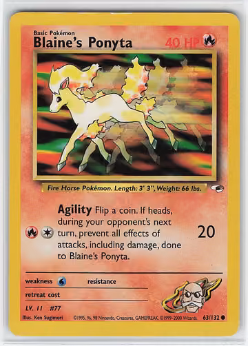 Blaine's Ponyta — Gym Heroes · #63 · Englisch, Vorderseite