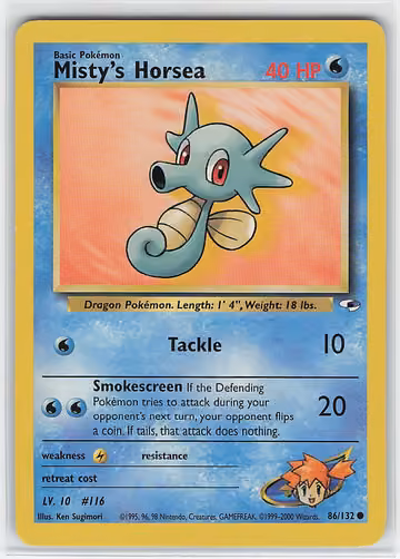 Misty's Horsea — Gym Heroes · #86 · Englisch, Vorderseite