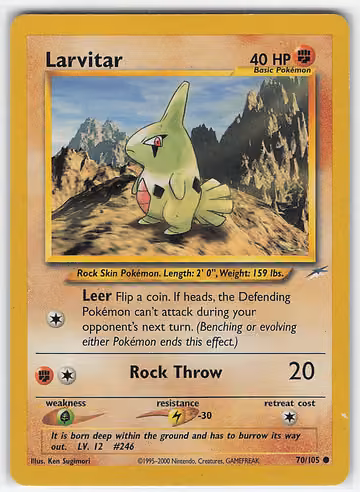 Larvitar — Neo Destiny · #70 · Englisch, Vorderseite