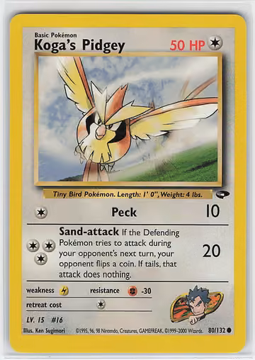 Koga's Pidgey — Gym Challenge · #80 · Englisch, Vorderseite