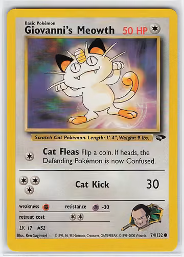 Giovanni's Meowth — Gym Challenge · #74 · Englisch, Vorderseite