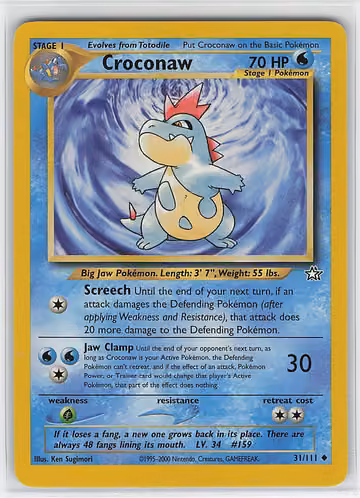 Croconaw — Neo Genesis · #31 · Englisch, Vorderseite