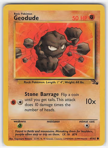 Geodude — Fossil · #47 · Englisch, Vorderseite