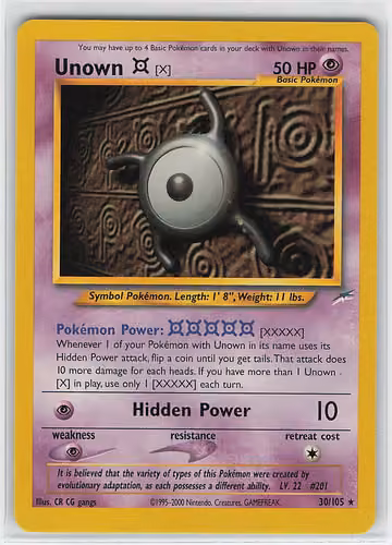 Unown [X] — Neo Destiny · #30 · Englisch, Vorderseite