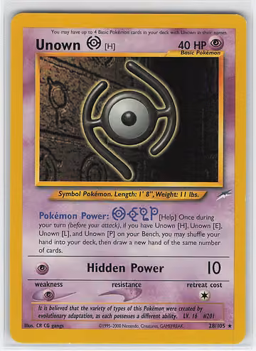 Unown [H] — Neo Destiny · #28 · Englisch, Vorderseite