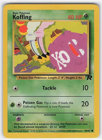 Koffing — Team Rocket · #58 · Englisch, Vorderseite