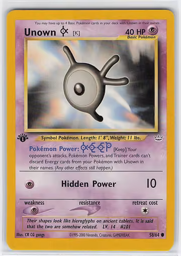 Unown [K] — Neo Revelation · #58 · Englisch, Vorderseite