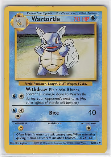 Wartortle — Base Set · #42 · Englisch, Vorderseite