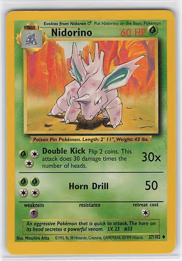 Nidorino — Base Set · #37 · Englisch, Vorderseite
