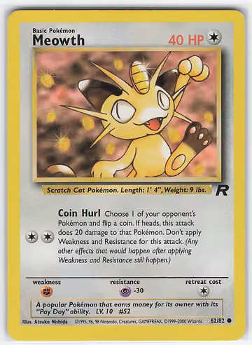 Meowth — Team Rocket · #62 · Englisch, Vorderseite