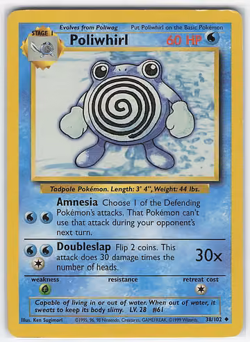Poliwhirl — Base Set · #38 · Englisch, Vorderseite