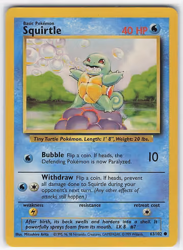 Squirtle — Base Set · #63 · Englisch, Vorderseite