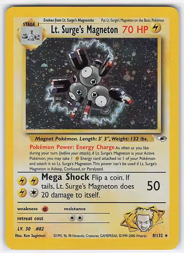 Lt. Surge's Magneton — Gym Heroes · #8 · Englisch, Vorderseite