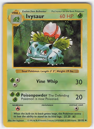 Ivysaur — Base Set · #30 · Englisch, Vorderseite