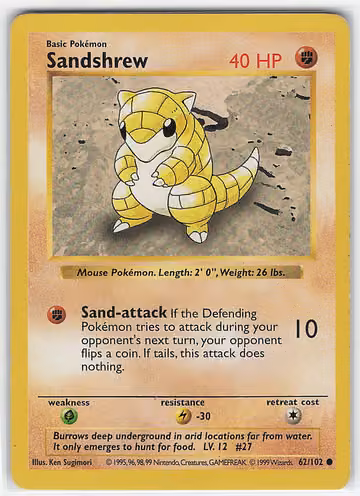 Sandshrew — Base Set · #62 · Englisch, Vorderseite