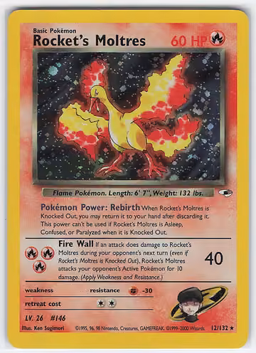 Rocket's Moltres — Gym Heroes · #12 · Englisch, Vorderseite